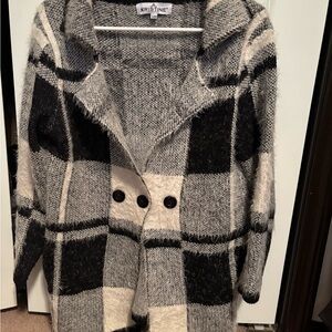 Kristine Black and White Checkered Women's Cardigan